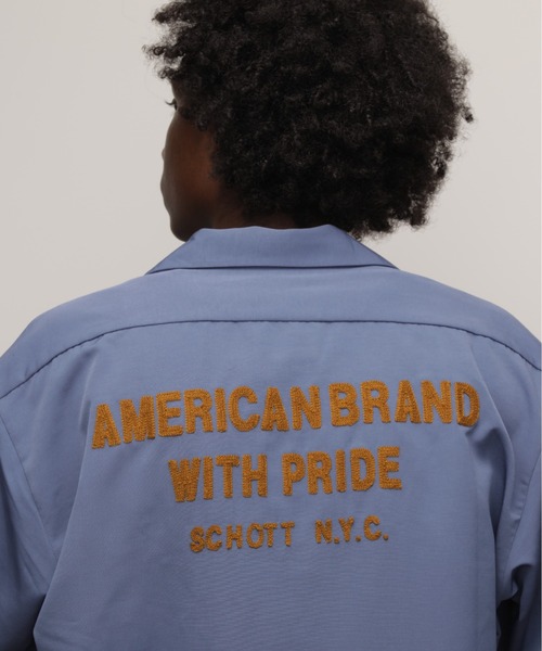 Schott N.Y.C（ショット） 「schott」 半袖シャツ M ベージュ メンズ