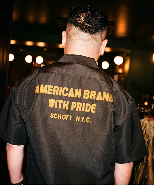 Schott N.Y.C（ショット） 「schott」 半袖シャツ M ベージュ メンズ