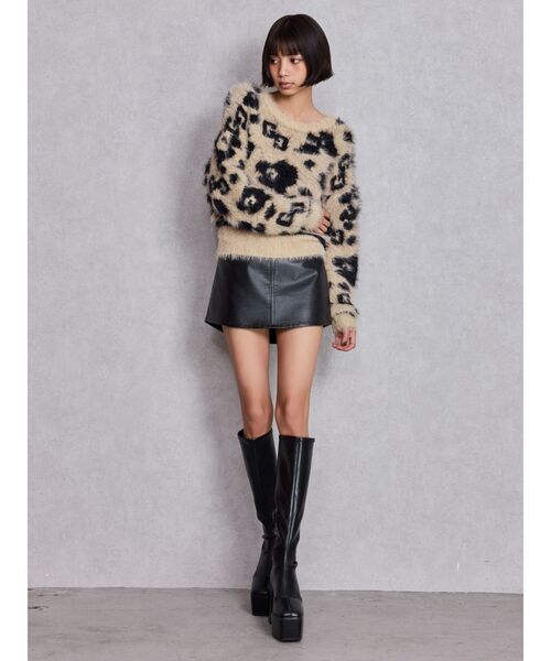 GYDA（ジェイダ） ニット セーター GG レオパードシャギーショート