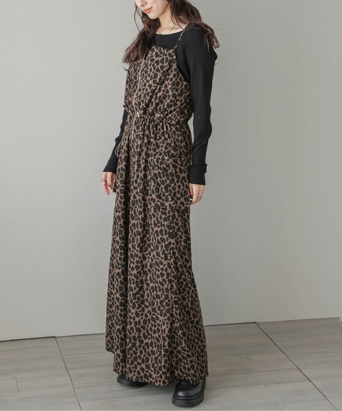 KAPTAE レオパード柄 コーデュロイワンピース ワンピース レオパードコーデュロイキャミワンピース : ZOZOTOWN Yahoo