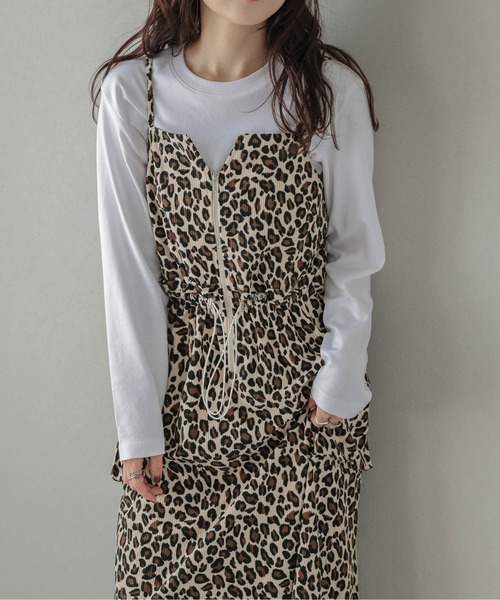 ワンピース レオパードコーデュロイキャミワンピース : ZOZOTOWN Yahoo