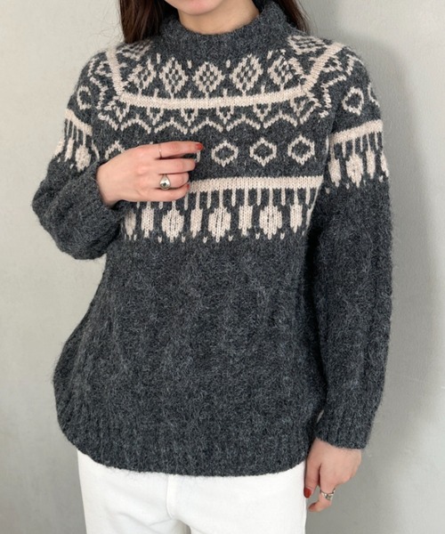 ニット セーター ノルディック柄ケーブルニット レディース : ZOZOTOWN
