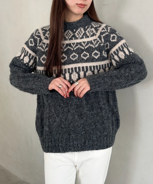 ニット セーター ノルディック柄ケーブルニット レディース : ZOZOTOWN
