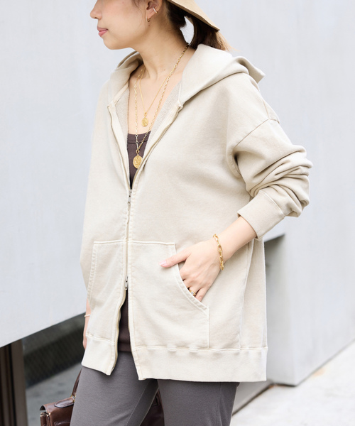 Deuxieme Classe」 ジップアップパーカー FREE ベージュ レディース