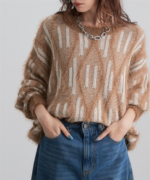 Soiunique（スワユニーク） ニット セーター フェザー切替ゆったり