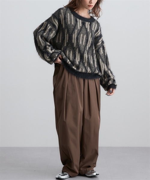 Soiunique（スワユニーク） ニット セーター フェザー切替ゆったり