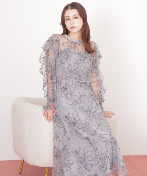 【美品】ジルスチュアート フローラルロングワンピース ピンク 長袖 サイズ2 美品】ジルスチュアート フローラルロングワンピース ピンク 長袖 サイズ2