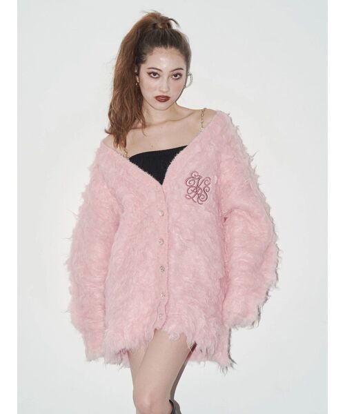 EVRIS（エヴリス） カーディガン ビジューシャギーニットカーディガン