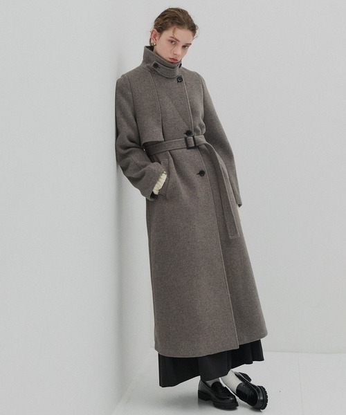 【ほぼ新品】アシメオーバーヨークコート【SUPER140×ファインメリノ】 アシメオーバーヨークコート【SUPER140×ファインメリノ／LAMBS WOOL