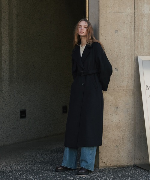 アシメオーバーヨークコート2 ブラック for WOMEN's アシメオーバー