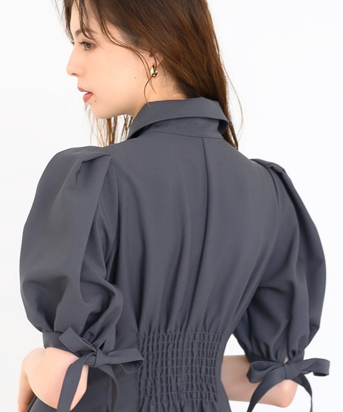 「MISCH MASCH」 半袖ワンピース M チャコールグレー レディース_画像4