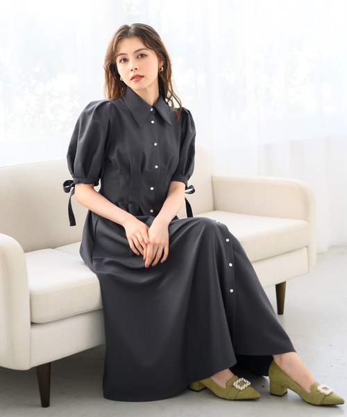 「MISCH MASCH」 半袖ワンピース M チャコールグレー レディース_画像6