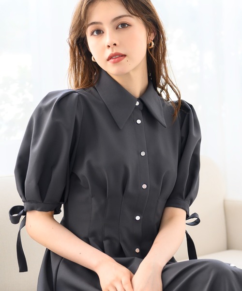 「MISCH MASCH」 半袖ワンピース M チャコールグレー レディース_画像8