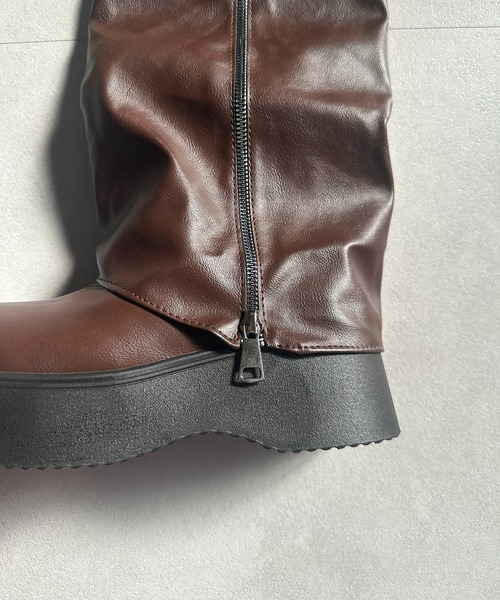 lulufa ブーツ ジップベルトカバーブーツ/ロングブーツ/韓国