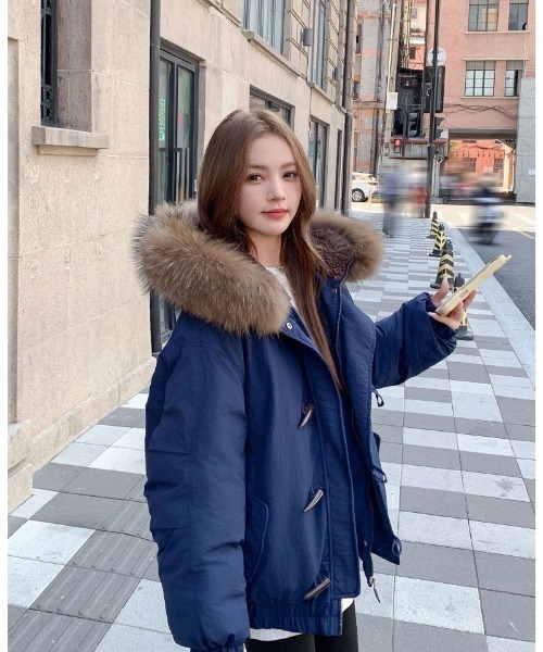 【美品】45R ダウンジャケット トグルボタン ストライプ 3 45R ダウンジャケット ストライプ トグルボタン ウール ダウン サイズ3