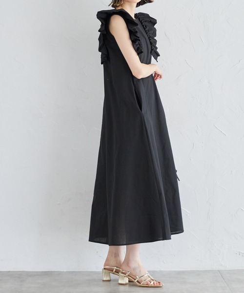 「each」 「Deux Amour」ノースリーブワンピース FREE ブラック レディース_画像4