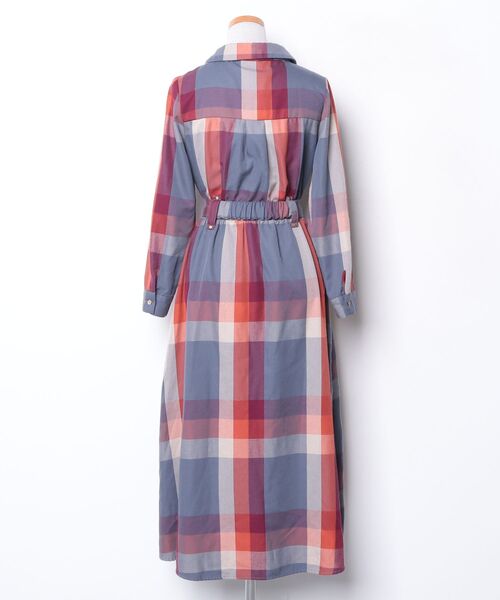 「REDYAZEL」 チェック柄シャツワンピース S ブルー レディース_画像2