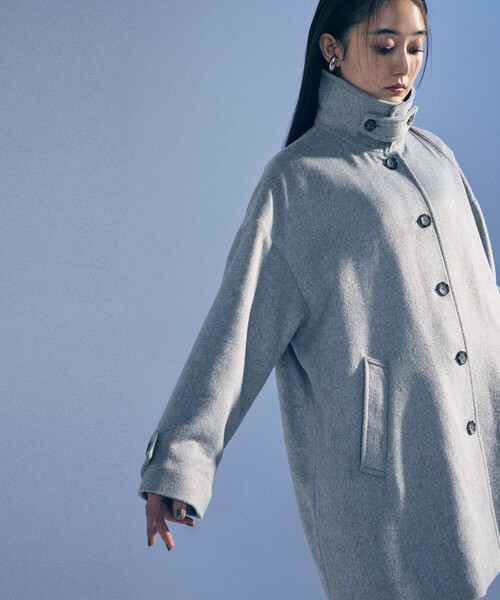 「COMME CA ISM」 ステンカラーコート MEDIUM ネイビー レディース_画像3