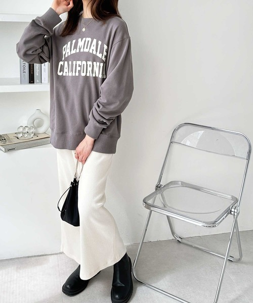 「Champion」 スウェットカットソー LARGE チャコールグレー レディース_画像6