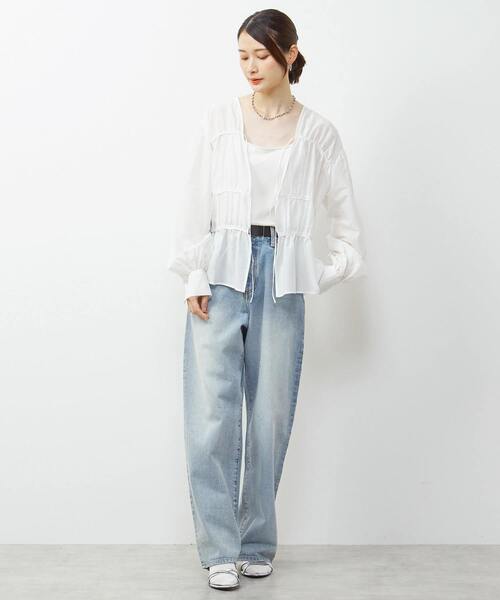 「SOFFITTO」 長袖ブラウス FREE ネイビー レディース_画像4