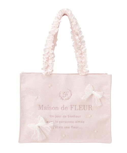 Maison de FLEUR（メゾンドフルール） トートバッグ レースリボン 