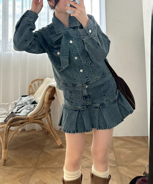 continuer de NICE CLAUP デニムスカート 「台形シルエットで細見え