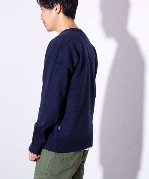 「GEVACO」 長袖ニット L ネイビー メンズ_画像3