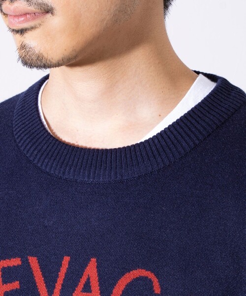 「GEVACO」 長袖ニット L ネイビー メンズ_画像7