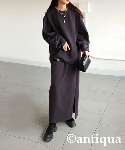 [antiqua] длинная юбка P черный женский 