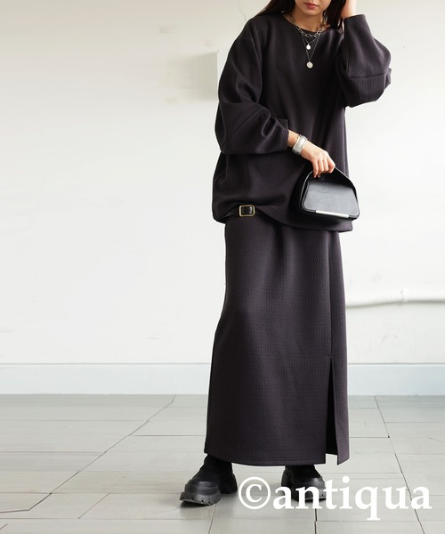 [antiqua] длинная юбка P черный женский 