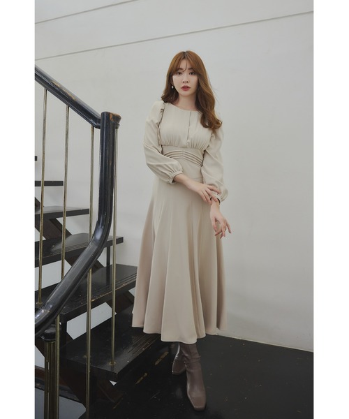 ワンピース her lip to Her lip to 長袖ワンピース M ベージュ レディース : ZOZOTOWN Yahoo