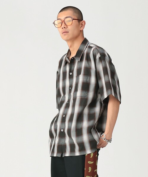 BEAMS（ビームス） シャツ 半袖 オンブレチェック ミニレギュラー
