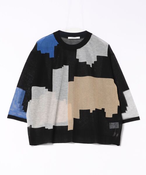 「H.A.K」 7分袖ニット FREE ブラック レディース_画像3