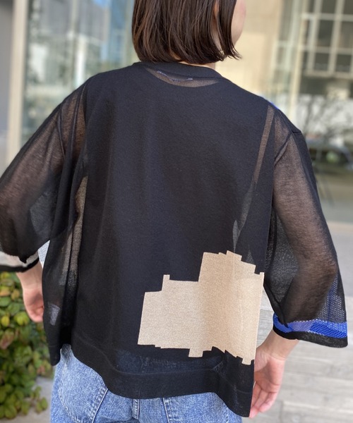 「H.A.K」 7分袖ニット FREE ブラック レディース_画像4