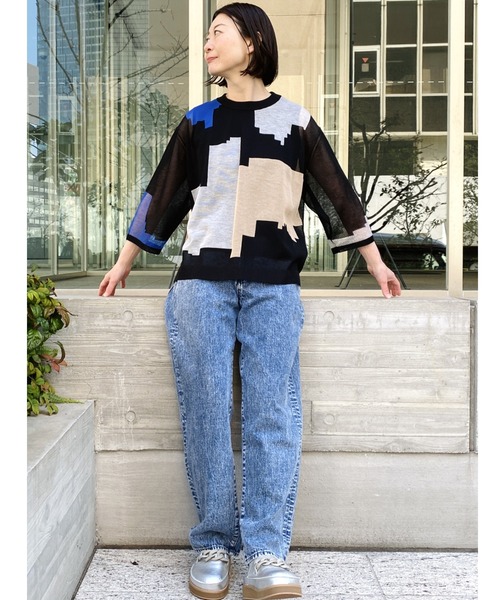 「H.A.K」 7分袖ニット FREE ブラック レディース_画像5