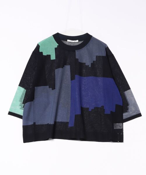 「H.A.K」 7分袖ニット FREE ブラック レディース_画像6