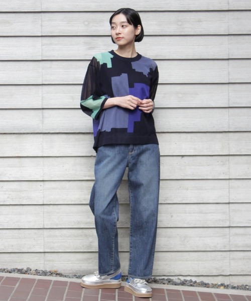 「H.A.K」 7分袖ニット FREE ブラック レディース_画像7