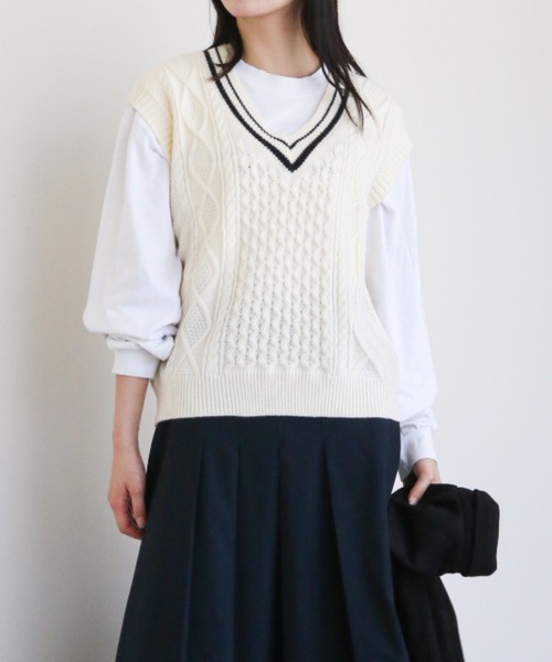 「gossip！ロサンゼルス」 ニットベスト FREE ボルドー レディース_画像9