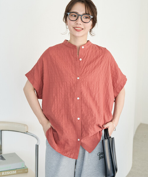 ブラウス シャツ 限定展開　ナチュラル ポコポコ フレンチ スリーブ ブラウス レディースの画像
