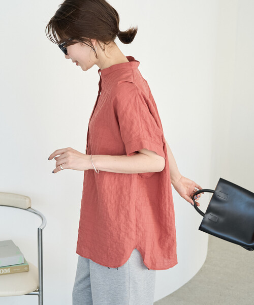 ブラウス シャツ 限定展開　ナチュラル ポコポコ フレンチ スリーブ ブラウス レディースの画像