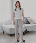 ワイドパンツ パンツ 小さいサイズ 麻調インタ...の詳細画像1