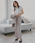 ワイドパンツ パンツ 小さいサイズ 麻調インタ...の詳細画像2