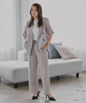 ワイドパンツ パンツ 小さいサイズ 麻調インタ...の詳細画像5