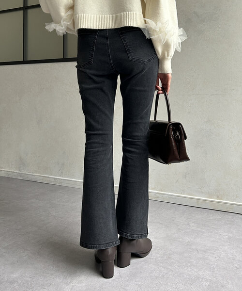 「Thevon」 ブーツカットデニムパンツ M ブラック レディース_画像5