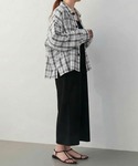 ブラウス シャツ シアーチェックオーバーサイズ...の詳細画像1