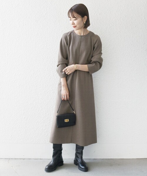 「SHIPS any」 長袖ワンピース ONE SIZE ネイビー レディースの画像