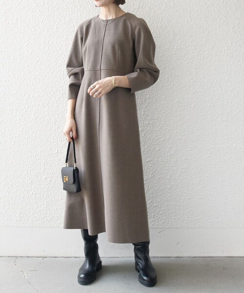 「SHIPS any」 長袖ワンピース ONE SIZE ネイビー レディースの画像