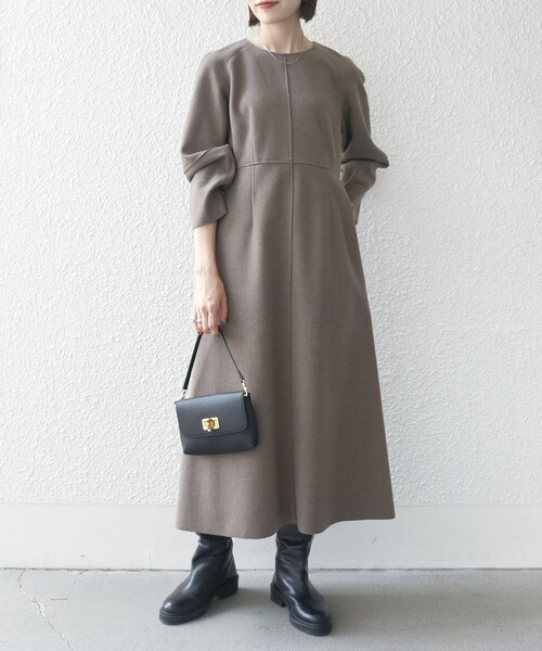 「SHIPS any」 長袖ワンピース ONE SIZE ネイビー レディースの画像