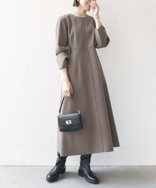 「SHIPS any」 長袖ワンピース ONE SIZE ネイビー レディースの画像