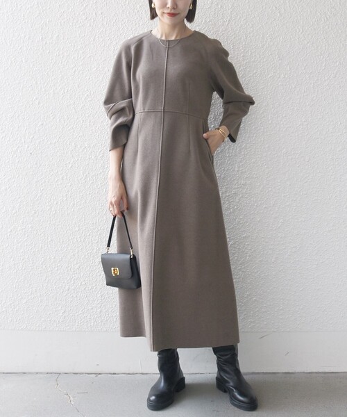 「SHIPS any」 長袖ワンピース ONE SIZE ネイビー レディースの画像